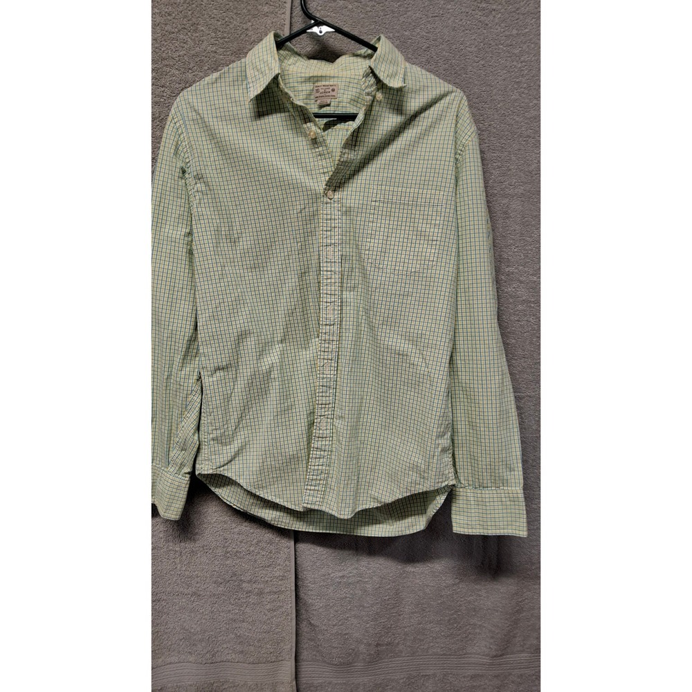 J.Crew Mens MediumTailored Fit Button Down Shirt Yellow BlueCheck LongSleeve  B6